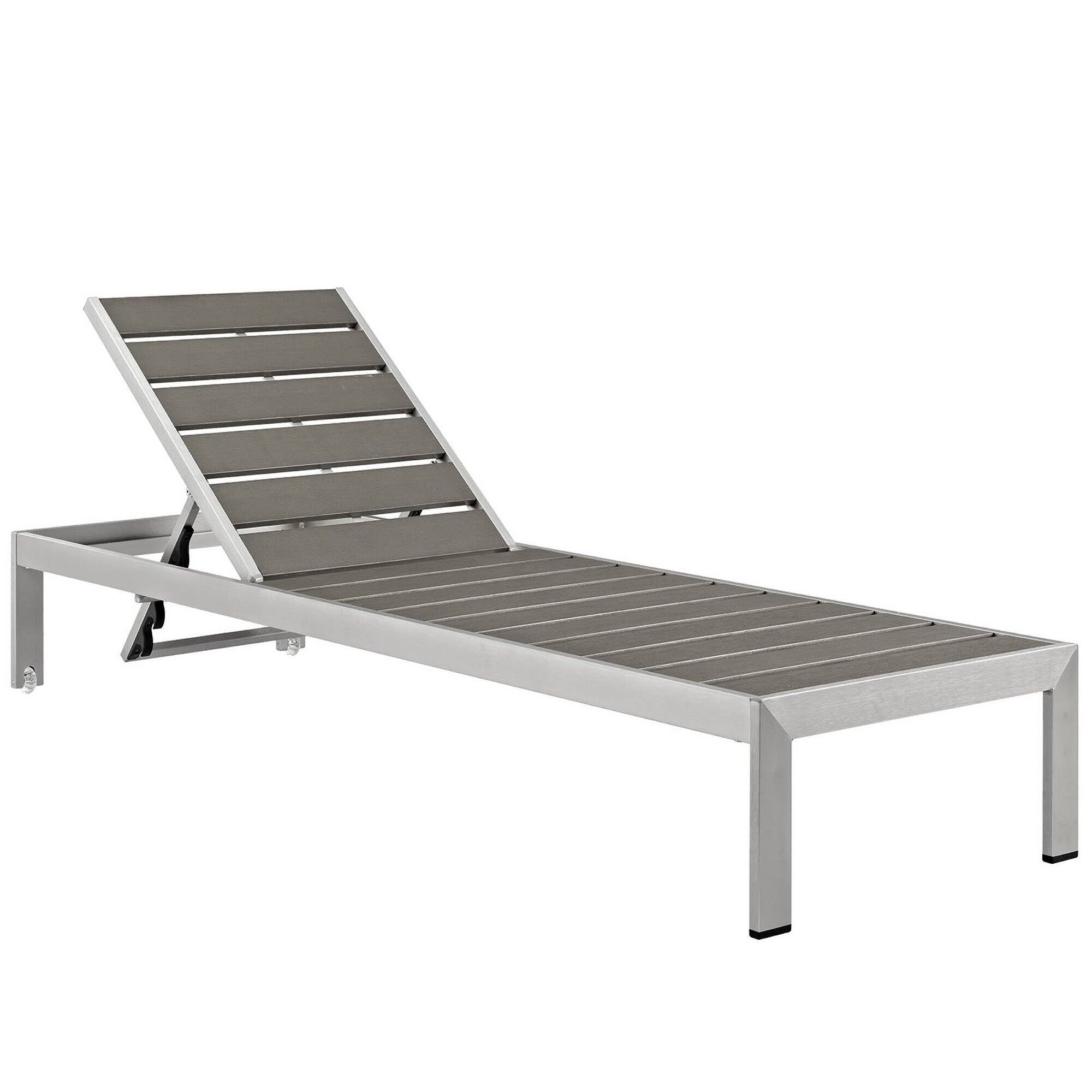 Angle. Modway - Shore 3-Piece Outdoor Patio Aluminum Set - Two Chairs and Side Table - Silver Gray.
