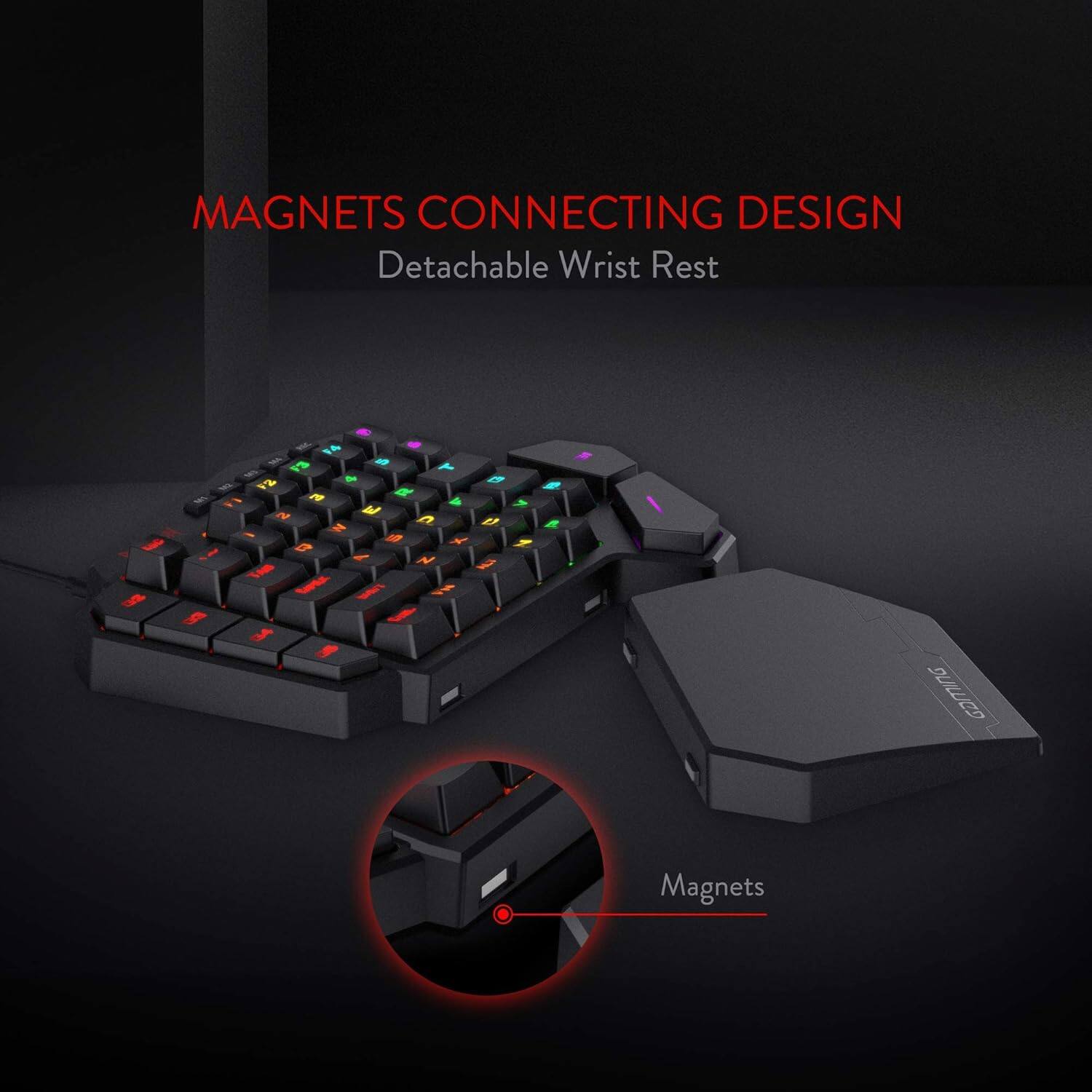 MAGNETS CONNECTING DESIGN  
Detachable Wrist Rest

14%

POC, 3 5 F2 4 3 R 2 E A N S B & N faptur  
19 CI Z NT

Gaming  
Magnets