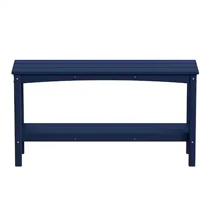 Front. WestinTrends - WestinTrends Malibu 55" Outdoor Patio HDPE Adirondack 2-Tier Shelf Console Table - Navy Blue.