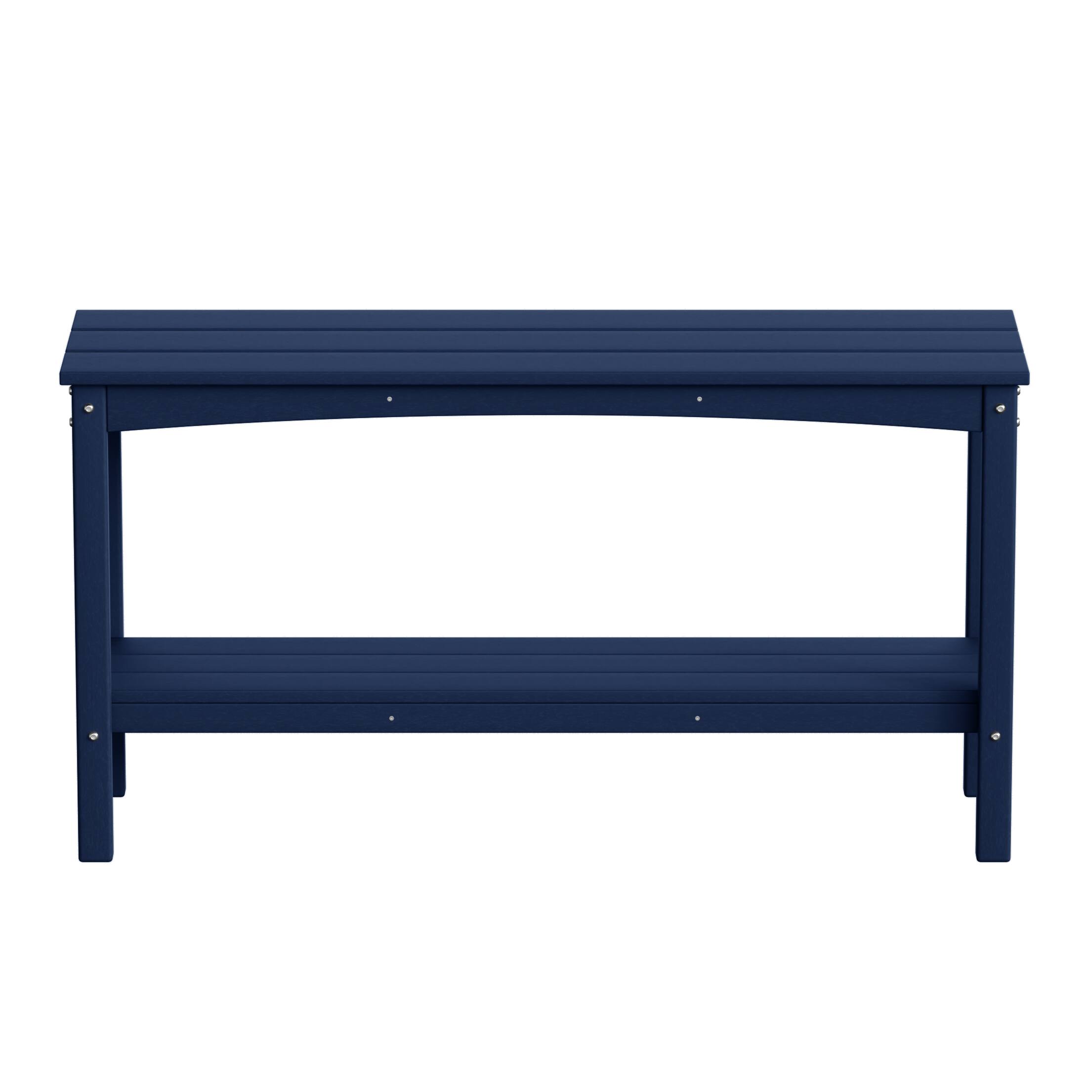 Front. WestinTrends - WestinTrends Malibu 55" Outdoor Patio HDPE Adirondack 2-Tier Shelf Console Table - Navy Blue.