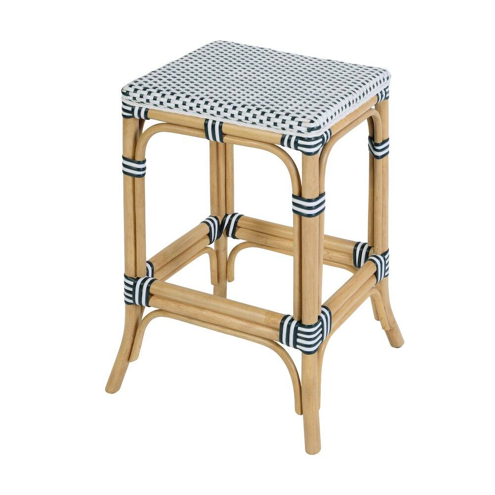 Alt View 2. Butler Specialty - Laguna 24.5 in. Seat Height Rattan Counter Stool - White And Navy.