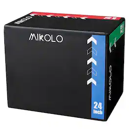 Mikolo - Plyo Box, 3-in-1 Foam Plyometric Jump Box, 20"X24"X30" - Black