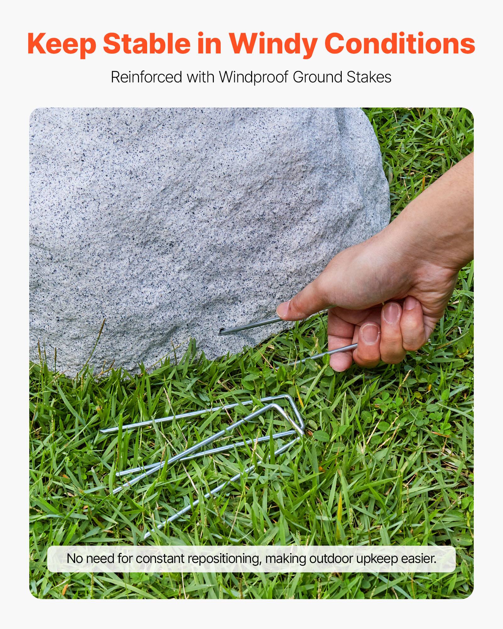 Keep Stable in Windy Conditions  
Reinforced with Windproof Ground Stakes  

No need for constant repositioning, making outdoor upkeep easier.