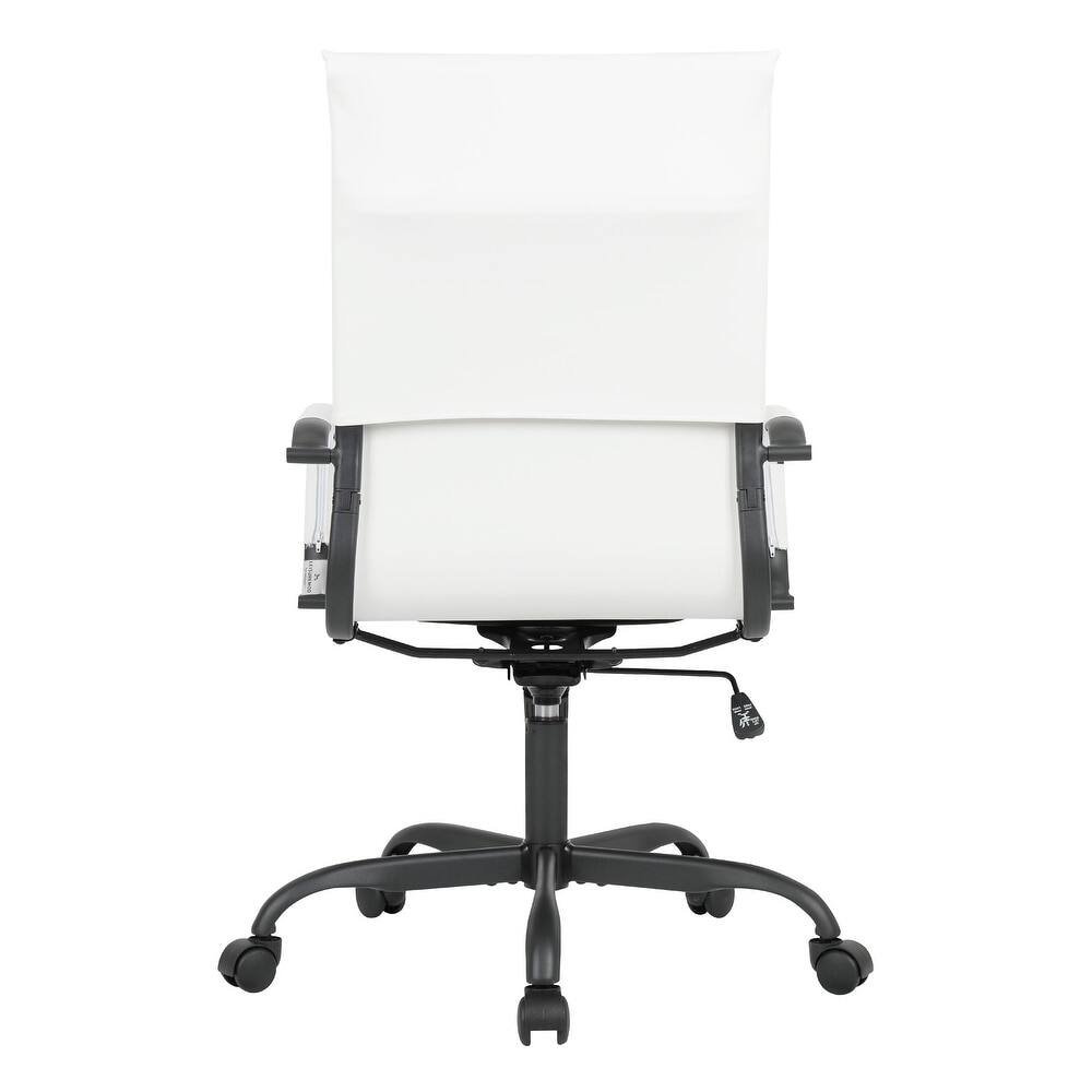 Alt View 6. LeisureMod - Harris Ergonomic High-Back Office Chair Leather Upholstery, Adjustable Swivel, Tilt, and Black Iron Frame - White.