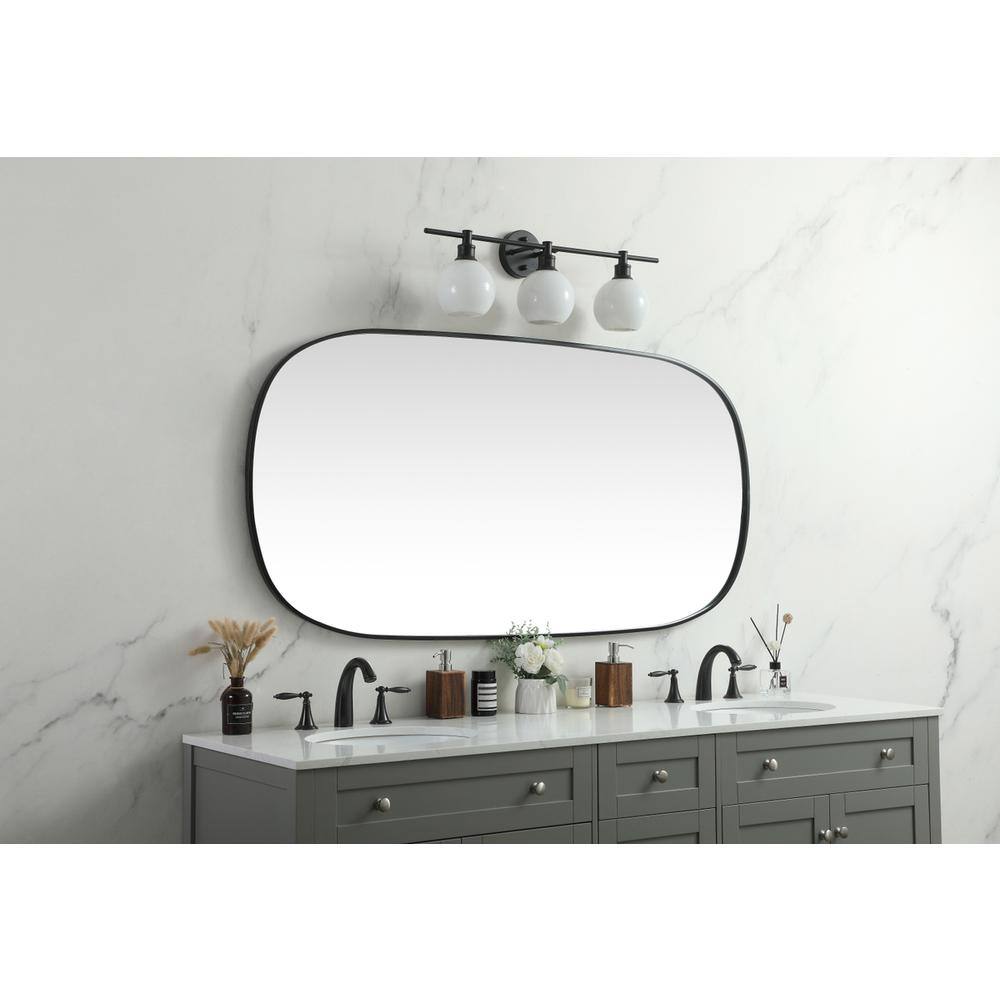 Alt View 6. Elegant Decor - Metal Frame Oval Mirror 30x60 Inch in Black - Black.