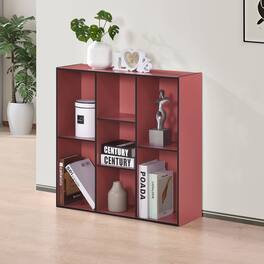 Kings Brand Furniture - Haven 7 Shelf Bookcase - Red