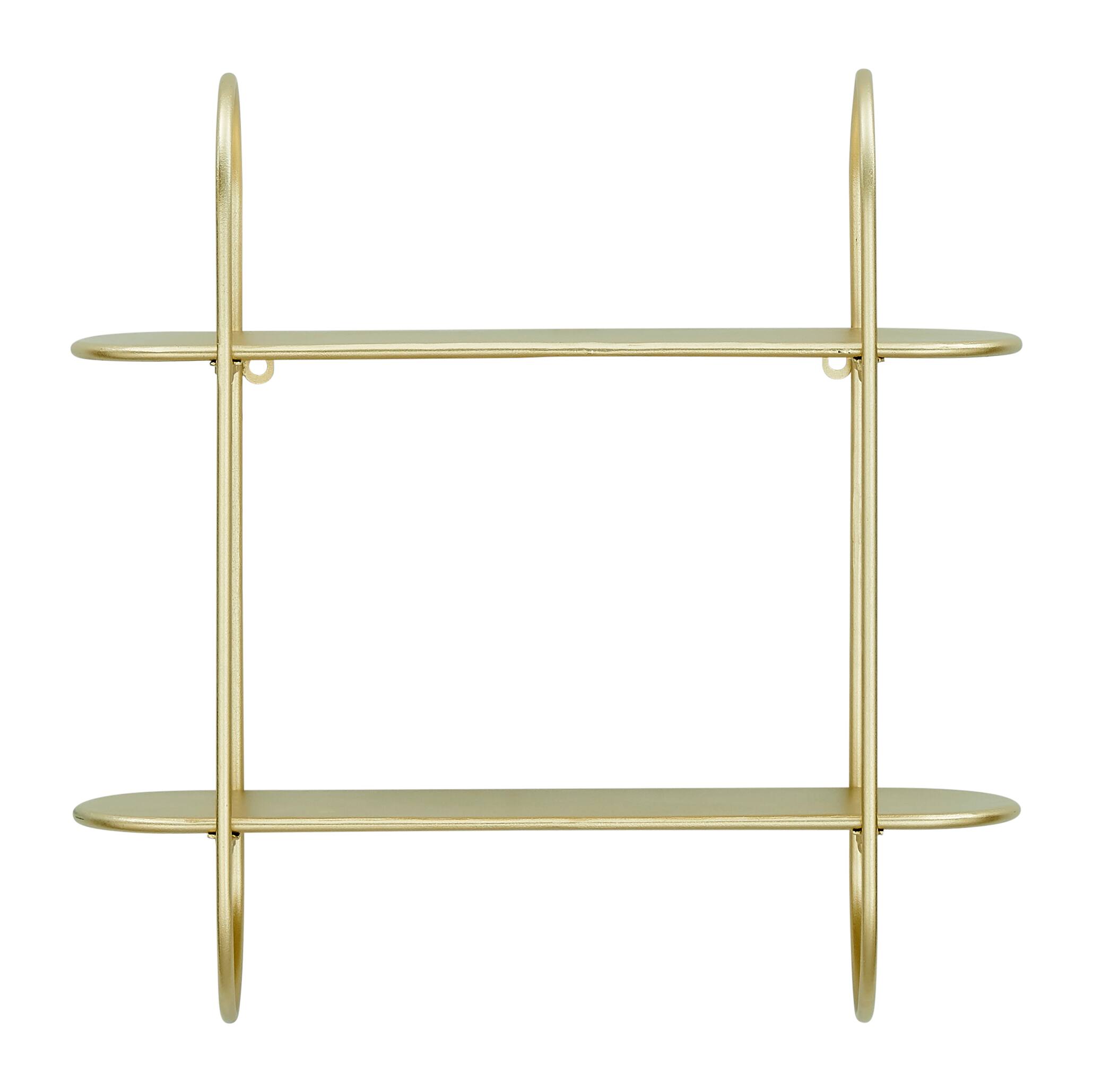 Front. Danya B - Two-Tier Gold Metal Bracket Wall Shelf - Gold.