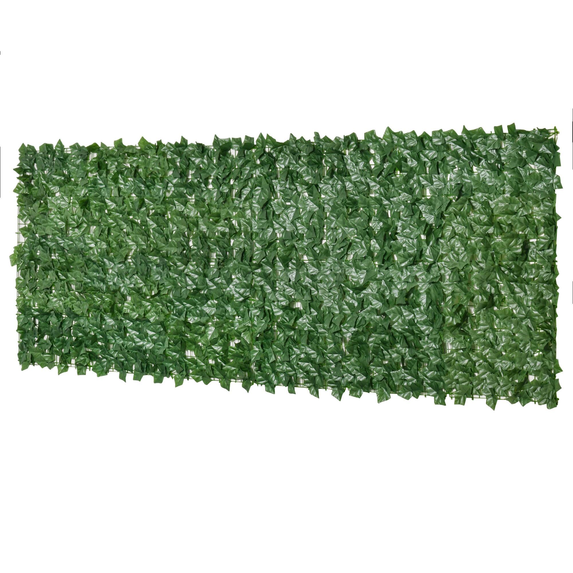 Front. Outsunny - Wall Panels, 118" x 39" Artificial Grass Wall Decor, Greenery Backdrop Panels Wall - Dark Green.