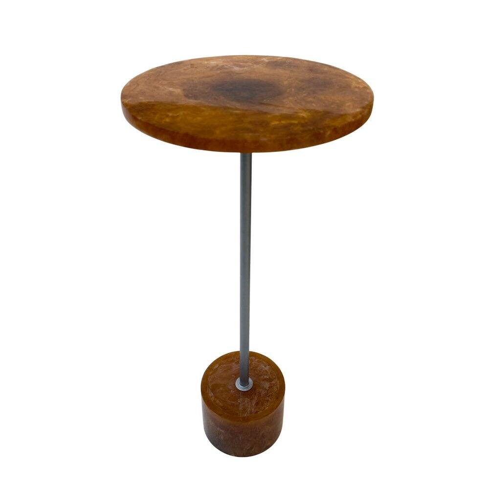 Angle. Carolina Chair & Table - Amber Glow Pedestal Table - Nickel - Nickel.