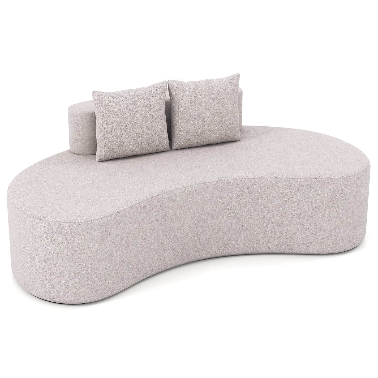 Costway - 78.5" Sofa Couch Upholstered Curved Sofa with 2 Cozy Pillows Low Backrest - Gray