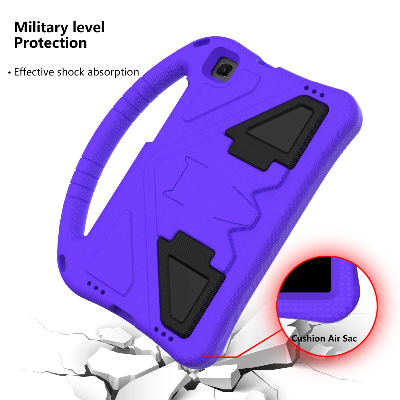 Military level Protection  
Effective shock absorption  
Cushion Air Sac