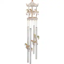 FC Design - 23" Long Round Top Carousel Wind Chime Outdoor Patio or Garden Hanging Decoration - Multi-Color