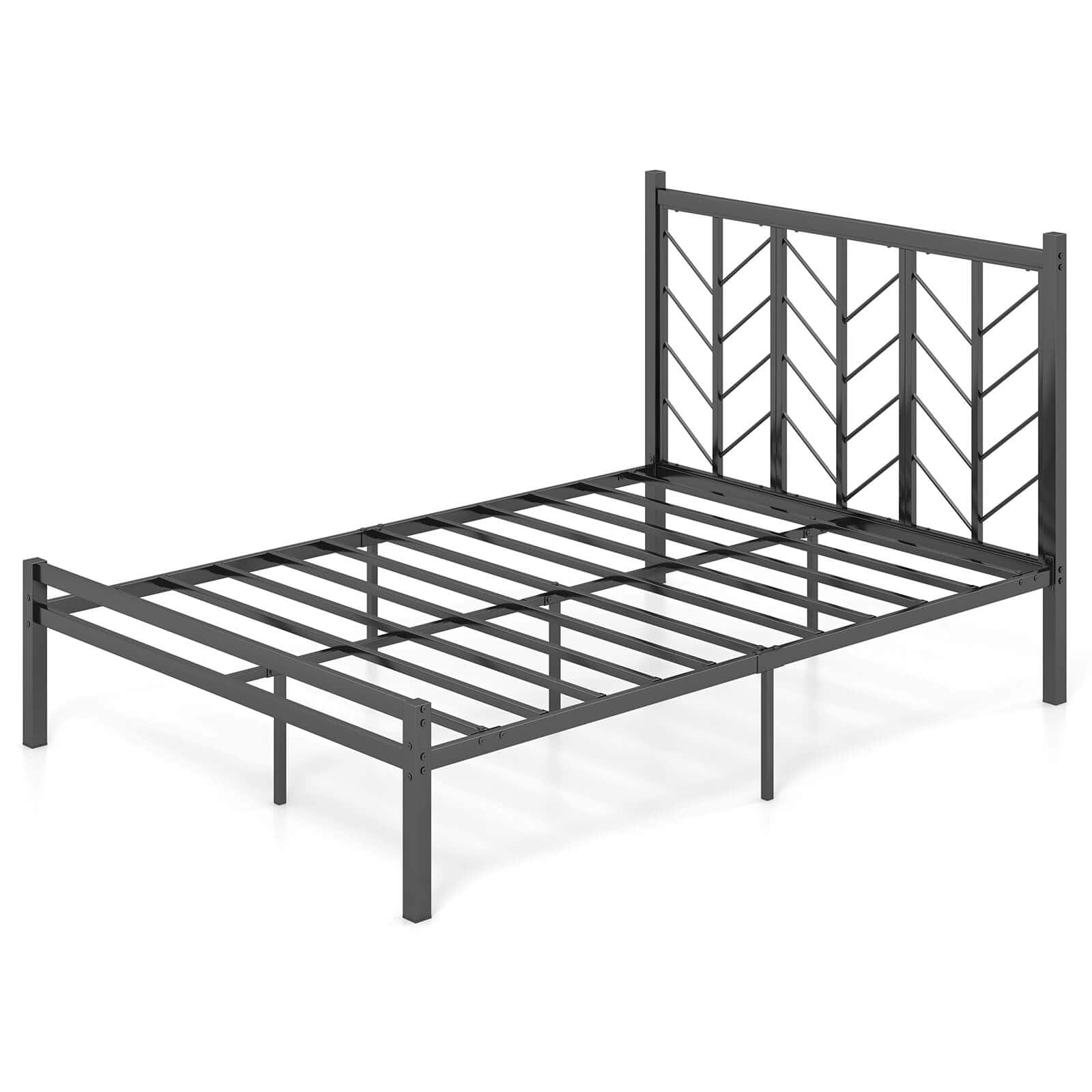 Front. Costway - Full Size Platform Bed with Headboard 11.5" Under Bed Storage Easy Assembly - Black.