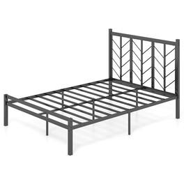 Costway - Full Size Platform Bed with Headboard 11.5" Under Bed Storage Easy Assembly - Black