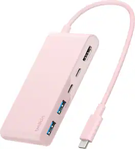 Belkin - 5-Port Hub w/ 4K HDMI Display with 60Hz, 100W PD, Data Transfer 5Gbps, USB-C Multiport Adapter for MacBook NEO - Blush
