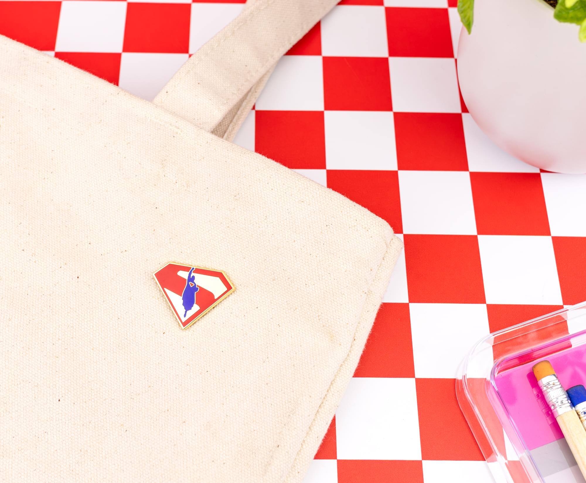 Alt View 2. SalesOne LLC - DC Studios Superman Flying Logo Enamel Pin - Multi-Colored.