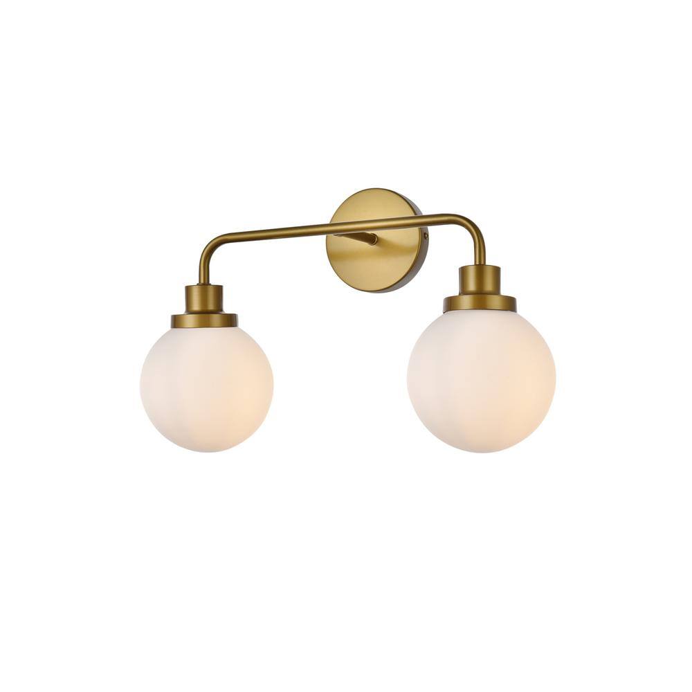 Alt View 2. Living District - Hanson 2 lights bath sconce in brass with frosted shade - Brass And Frosted Shade.
