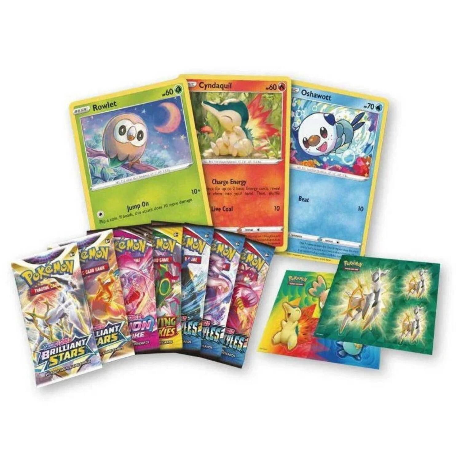 BASIC Rowlet  
60  
Cyndaquil  
60  
Oshawott  
70  

Charge Energy for up to 10+ them into your hand. Then damage Beat On 10 more. Jump On 10 coin, heads Flip $ MoN COMON MON MoN NON PoKeMoN CARB GAME EMONE POKEMON TRADING MON ING LIANT ARS IKE KIES PRICARDS BRILLIANT