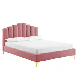Modway - Olivia Performance Velvet Queen Platform Bed - Red