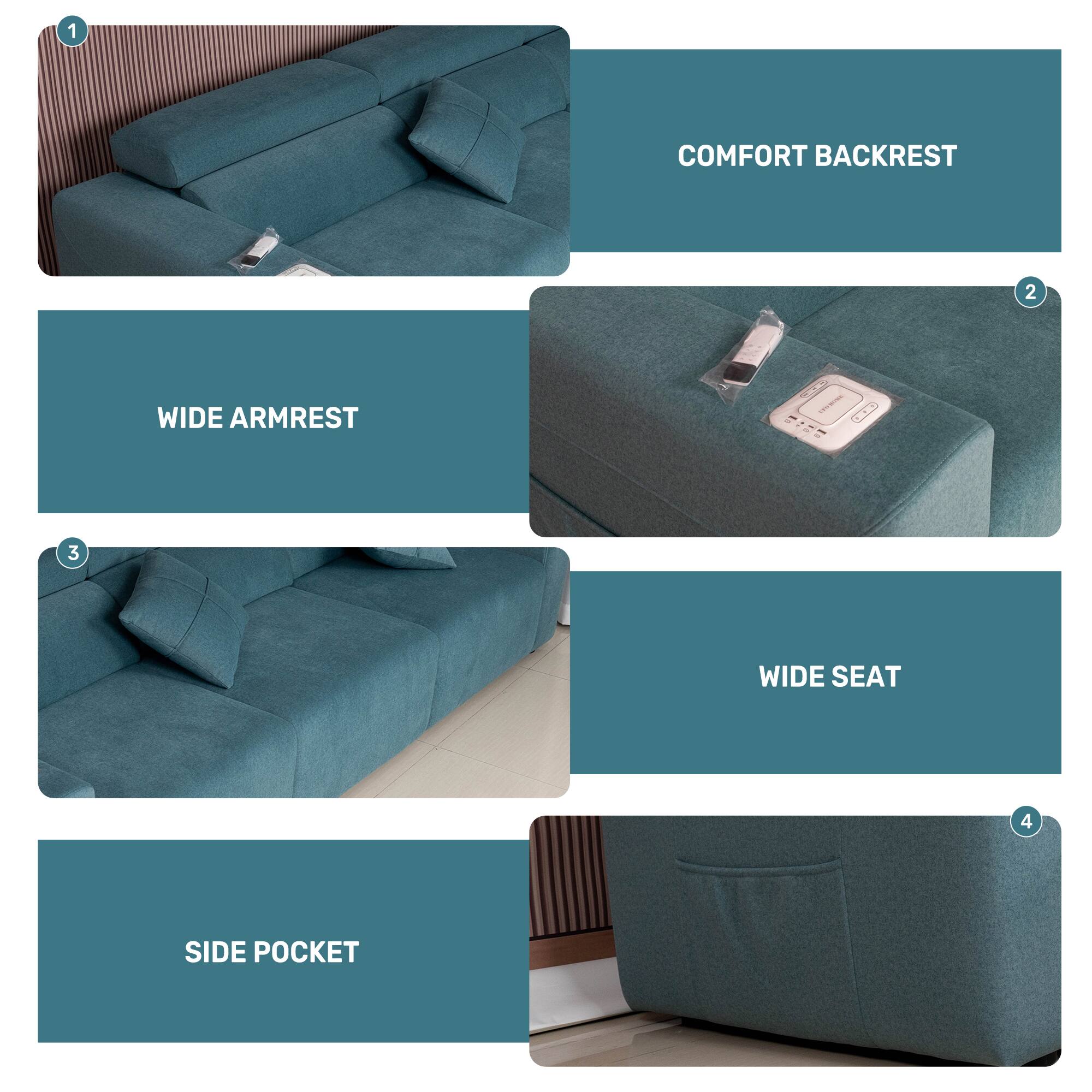 1. COMFORT BACKREST
2. WIDE ARMREST
3. WIDE SEAT
4. SIDE POCKET