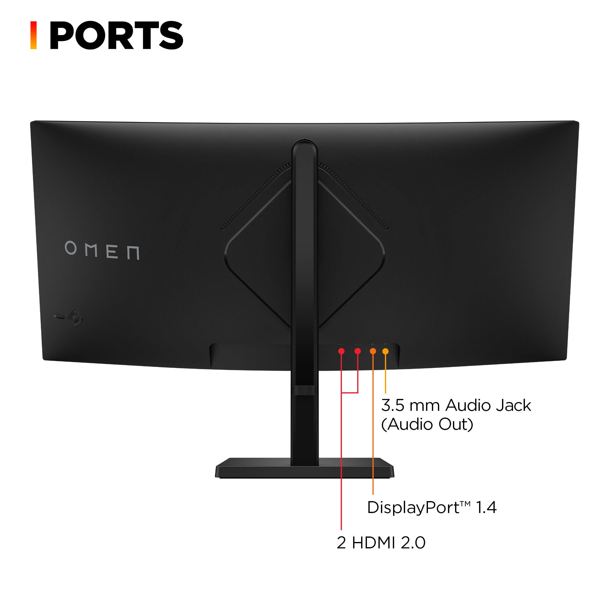 I PORTS

- 3.5 mm Audio Jack (Audio Out)
- DisplayPort™ 1.4
- 2 HDMI 2.0