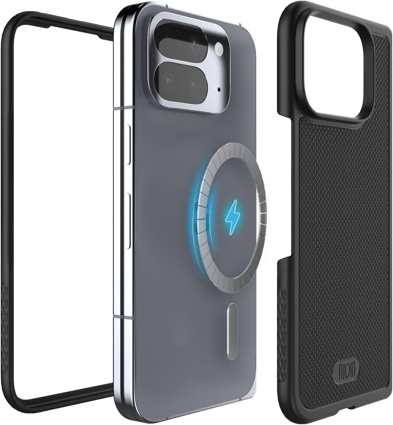 Front. TUDIA - TUDIA MergeGrip Google Pixel 10 Pro Fold Case Pixelsnap & MagSafe Compatible - Matte Black - Matte Black.