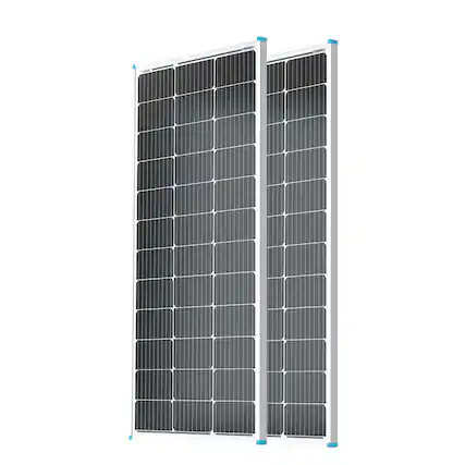 Front. Renogy - Solar Panel 2 pcs 100 Watt 12 Volt, for RV Marine Rooftop Farm Battery and Other Off-Grid Applications - Black.