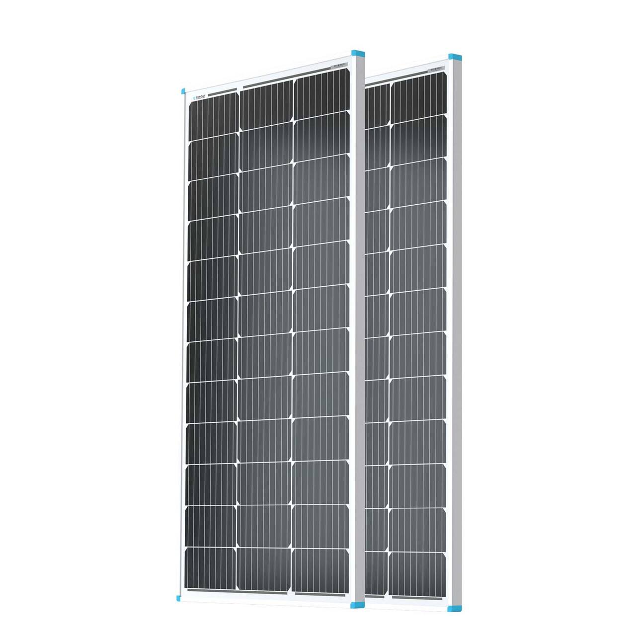 Renogy - Solar Panel 2 pcs 100 Watt 12 Volt, for RV Marine Rooftop Farm Battery and Other Off-Grid Applications - Black