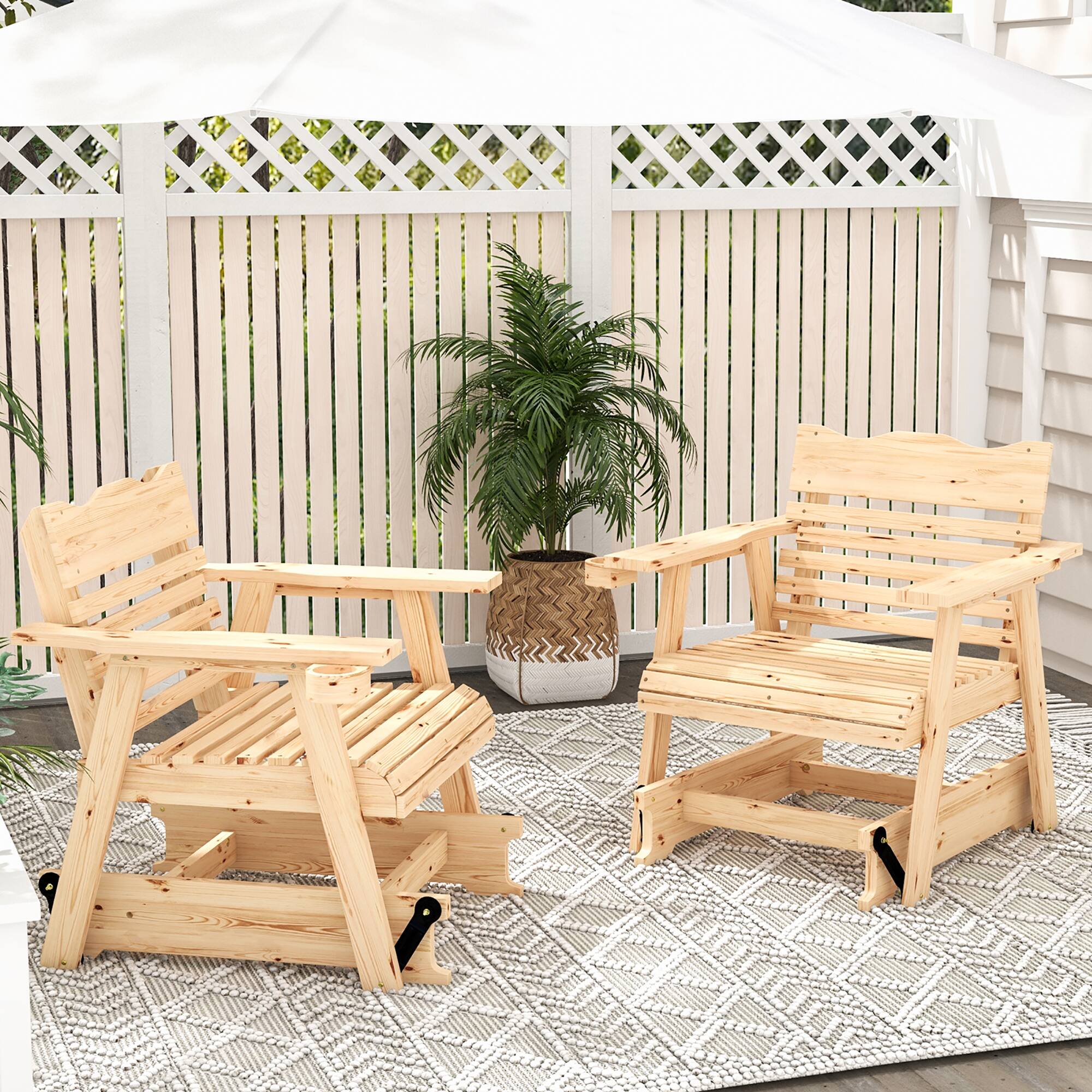 Alt View 3. Costway - Costway Patio Outdoor Wood Slat Rocking Chair Porch Rocker Curved Seat 330 Lbs Natural - Natural.