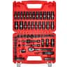 VEVOR - 3/8 in Drive Impact Socket Set, 96 Piece, 6 Point Deep & Shallow Impact Sockets, SAE (5/16 in to 3/4 in) and Metric - Red