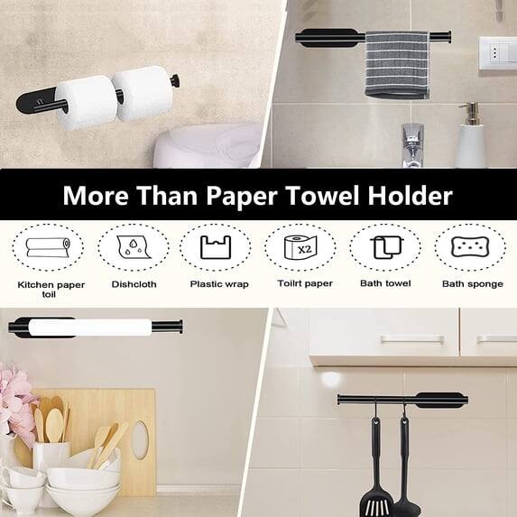 More Than Paper Towel Holder

Kitchen paper towel
Dishcloth
Plastic wrap
Toilet paper
Bath towel
Bath sponge