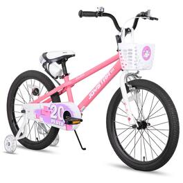 JOYSTAR - Pluto 18" Kids Bike with Light Up Training Wheels, Kids' Bicycle for Boys Girls Ages 5-9, Children Bikes - Pink