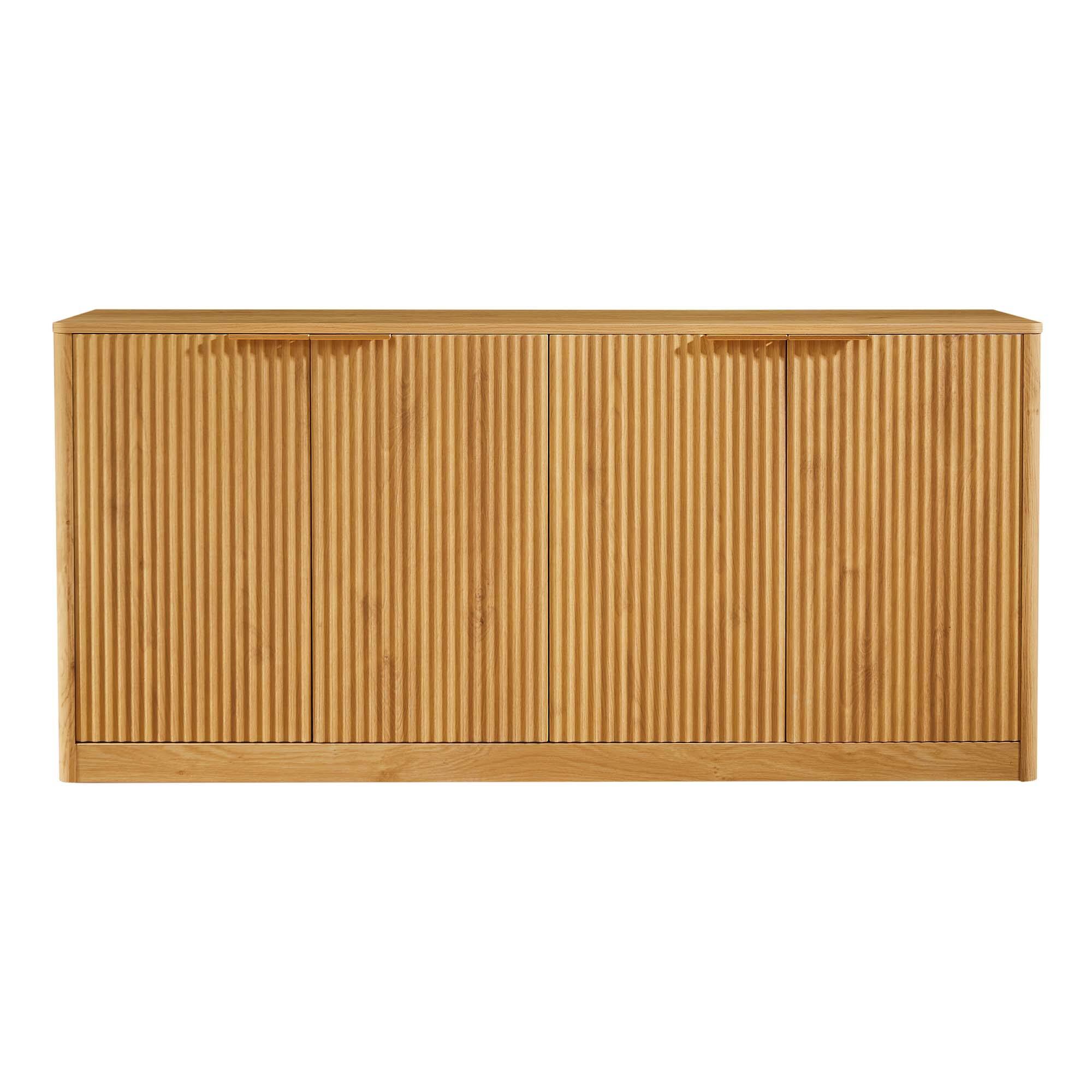 Front. Forest'nSky - 59-inch modern wavy sideboard, curved contour design storage cabinet,Natural - Natural.