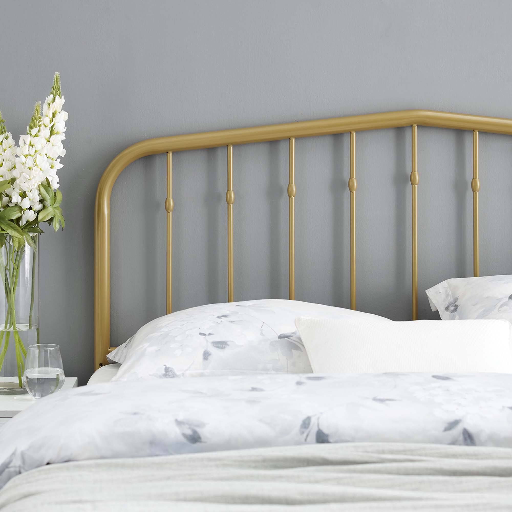 Alt View 1. Modway - Lennon Metal Headboard by Modway - Gold.