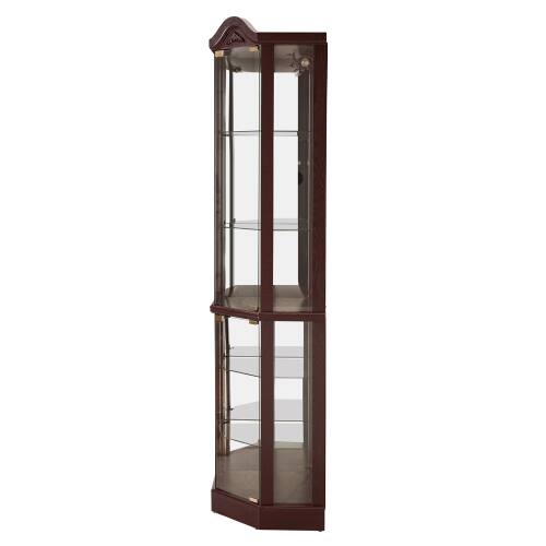 Alt View 4. LUCKY ONE - Freestanding Corner Curio Cabinet with Glass Shelves LED Light Bar Cabinet Wine Storage Display Case - Cherry.