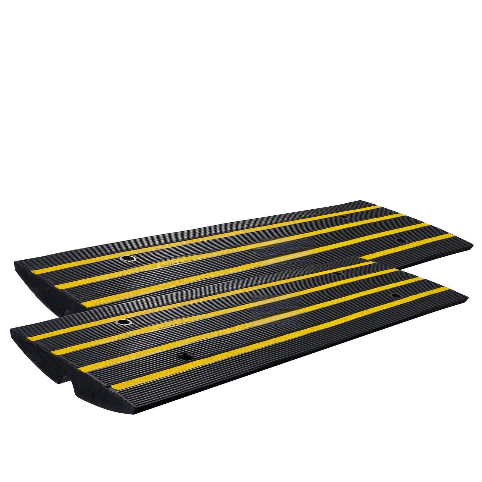Front. Glintex - 2 Pack Rubber Curb Ramp for Driveway, 2.6" Rise with Cable Channel, 33,069 lbs Capacity Heavy Duty Bridge Ramp,Cars. - Natural.