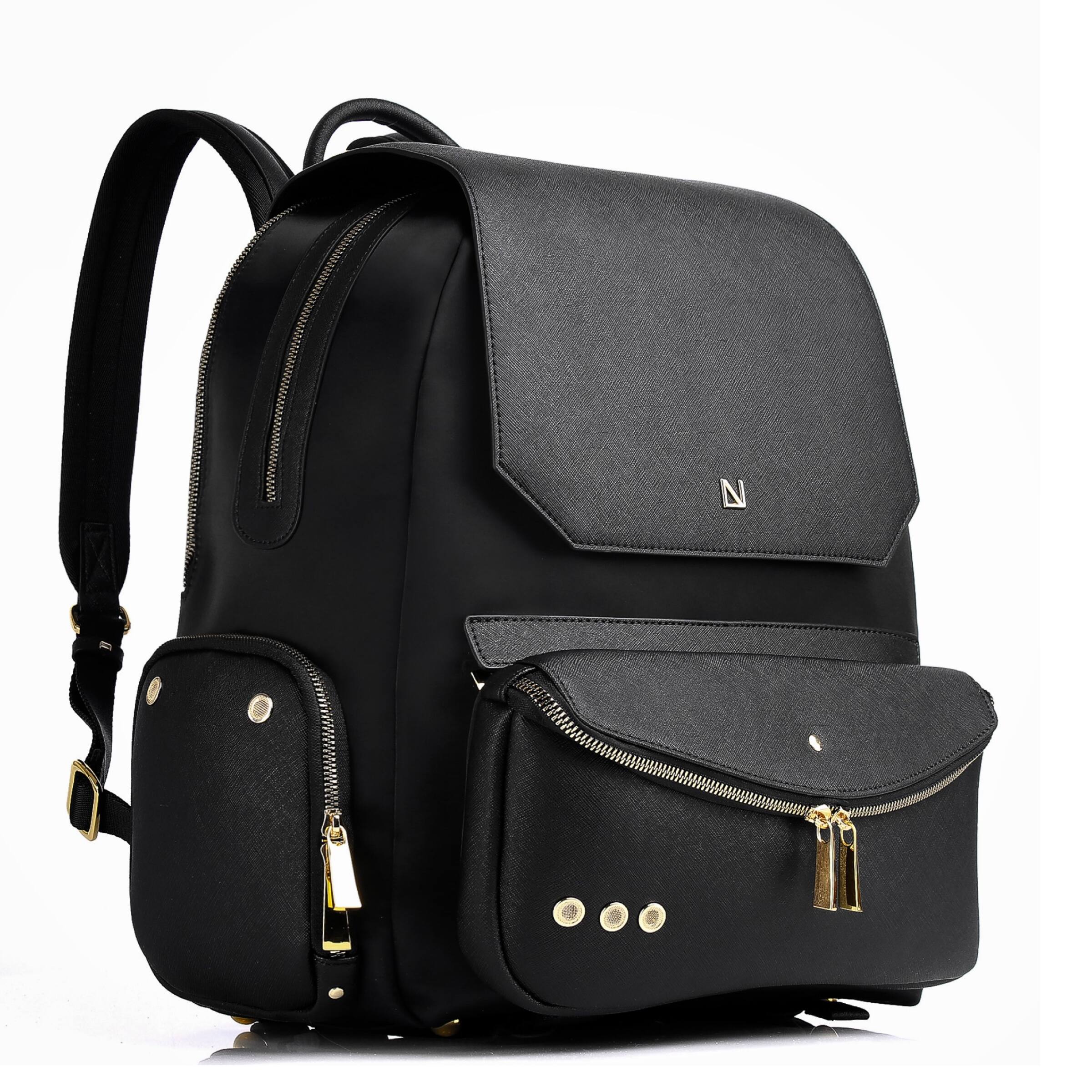 Angle. Lux & Nyx - Lux & Nyx - Zoe 15" Laptop Backpack with Detachable Clutch - Black - Black.