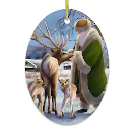 OrnamentallyYou - Santas Reindeer Farm Christmas Ornament - Multi-colored