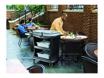 Alt View 2. RubberMaid - 9T68 Executive 3-Shelf Polypropylene Mobile Serving Cart with Swivel Wheels - Black.