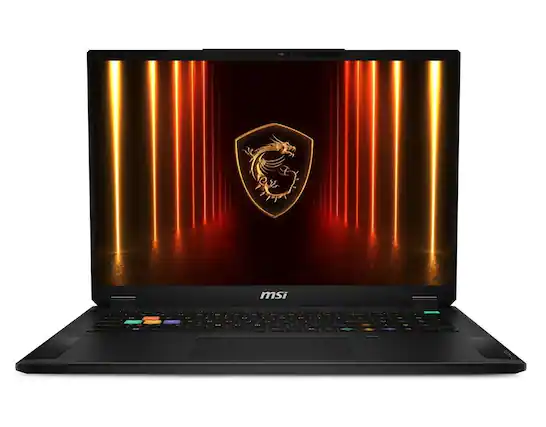 Front. MSI - MSI Stealth 18 HX AI 18” QHD+ 240Hz Gaming Laptop - Intel Core Ultra 9 275HX 2023 - RTX 5080 - 32GB RAM - 2TB Storage - Midnight Black.