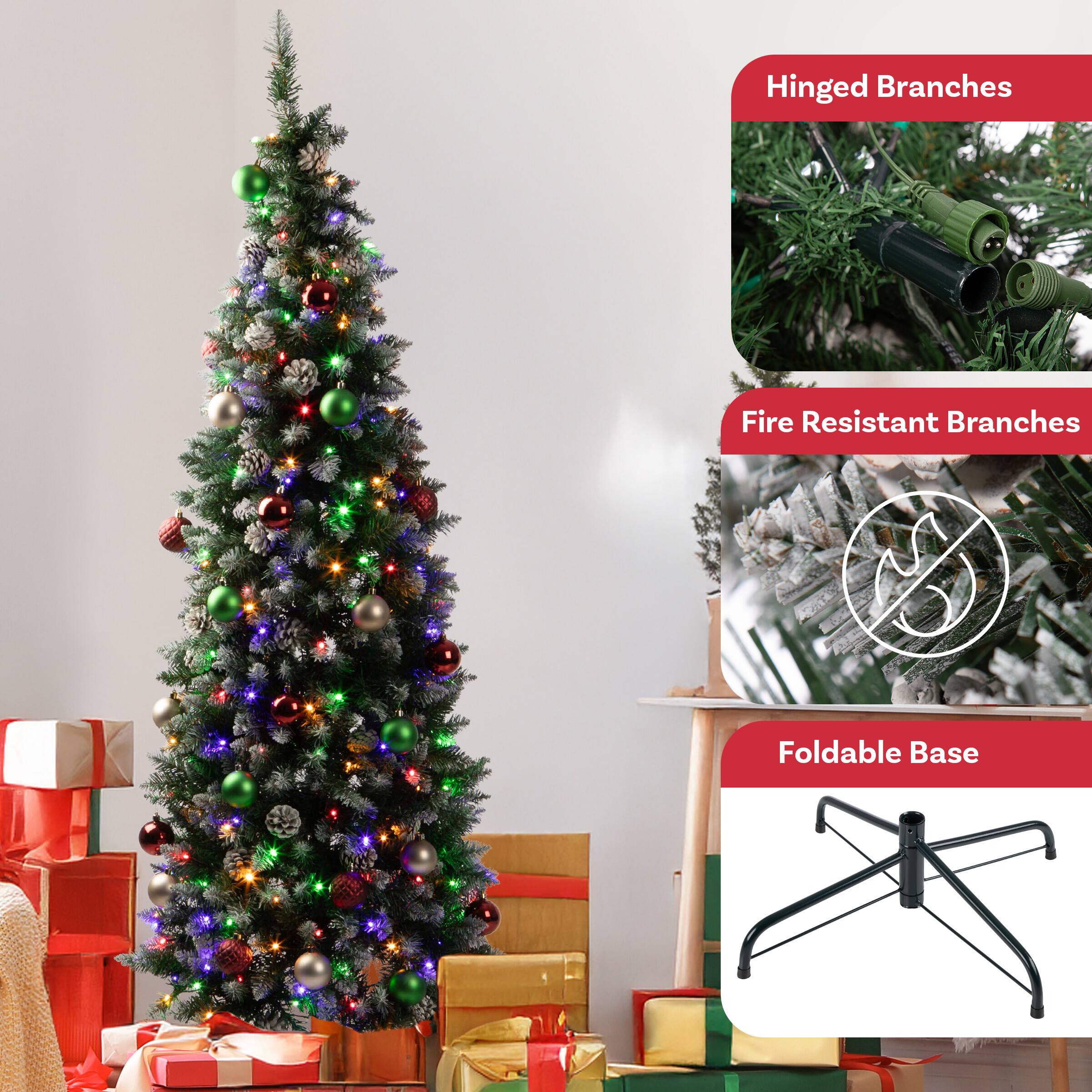 Hinged Branches  
Fire Resistant Branches  
Foldable Base