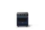 Front. Viking - 30 in. Wide 4 Elements Pro 5 Series 4.7 Cu. Ft. Freestanding Induction Convection Range - Slate Blue w. Brushed Brass - Slate Blue.