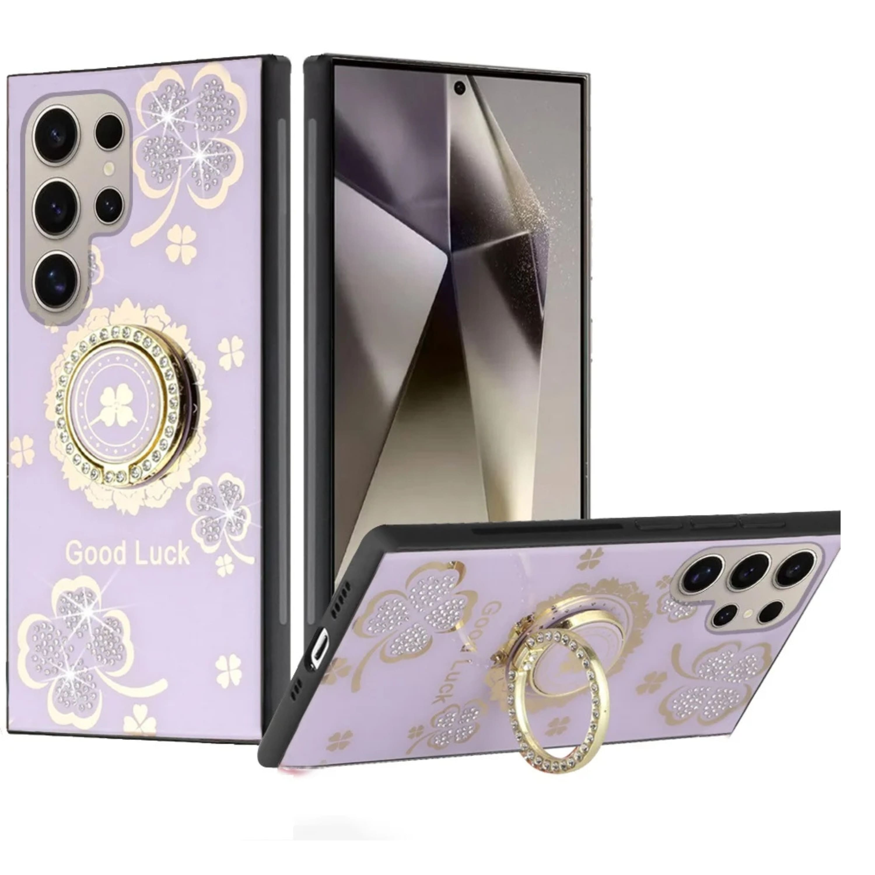 Kitcheniva - Rhinestone Bling Glitter Case With Tempered Glass For Samsung S25 Ultra - Floral Purple price history on PriceWatchPro