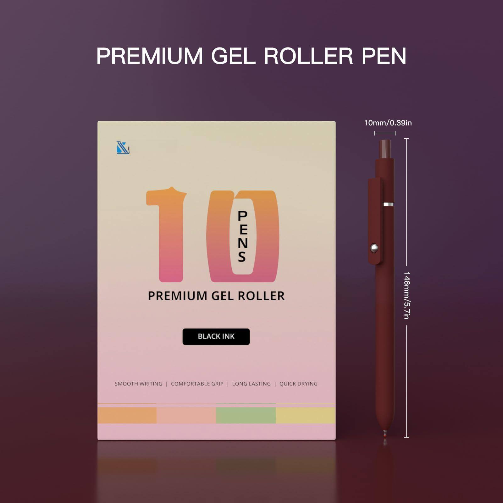 PREMIUM GEL ROLLER PEN

10 PENS

PREMIUM GEL ROLLER
BLACK INK

10mm/0.39in
146mm/5.7in

SMOOTH WRITING | COMFORTABLE GRIP | LONG LASTING | QUICK DRYING