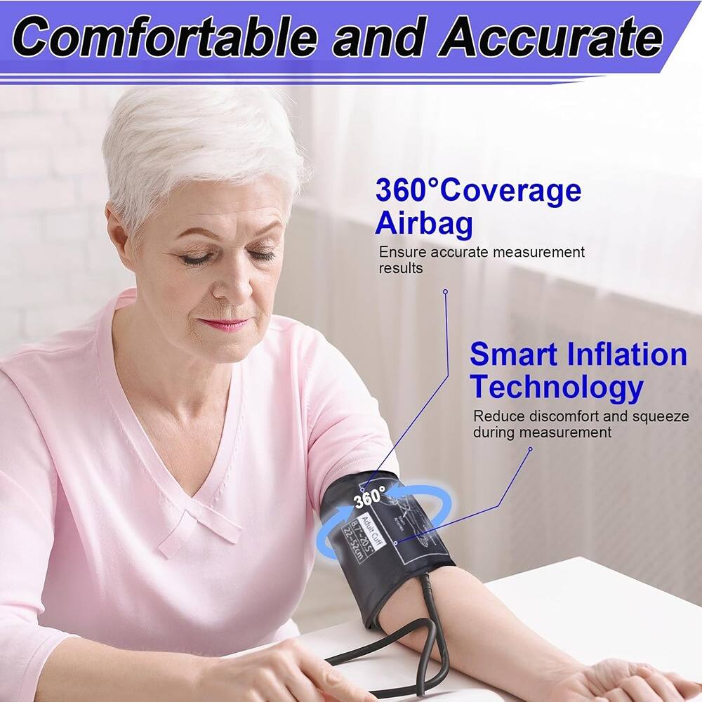 Comfortable and Accurate

360° Coverage Airbag  
Ensure accurate measurement results

Smart Inflation Technology  
Reduce discomfort and squeeze during measurement