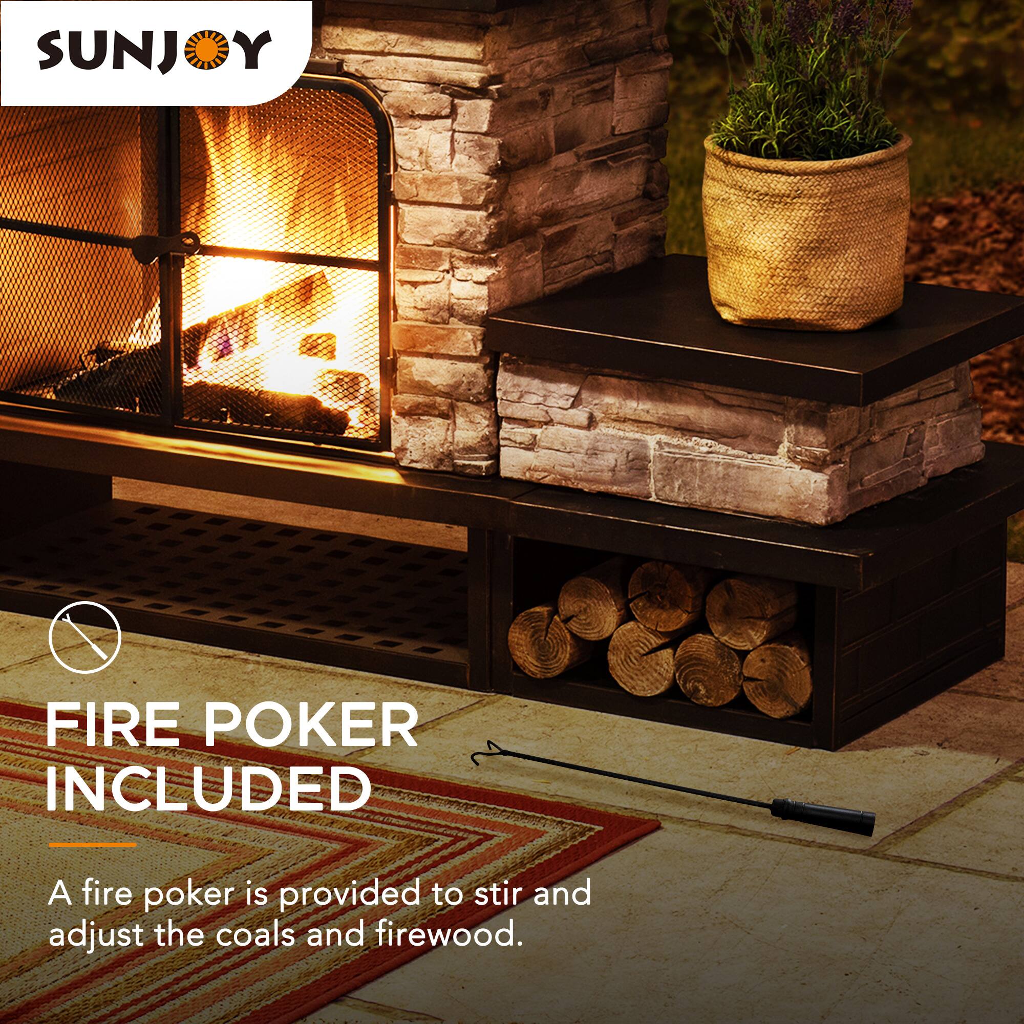 SUNJOY

FIRE POKER INCLUDED

A fire poker is provided to stir and adjust the coals and firewood.