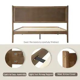 East West Furniture - Queen Wooden Platform Bed Frame - Barnwood