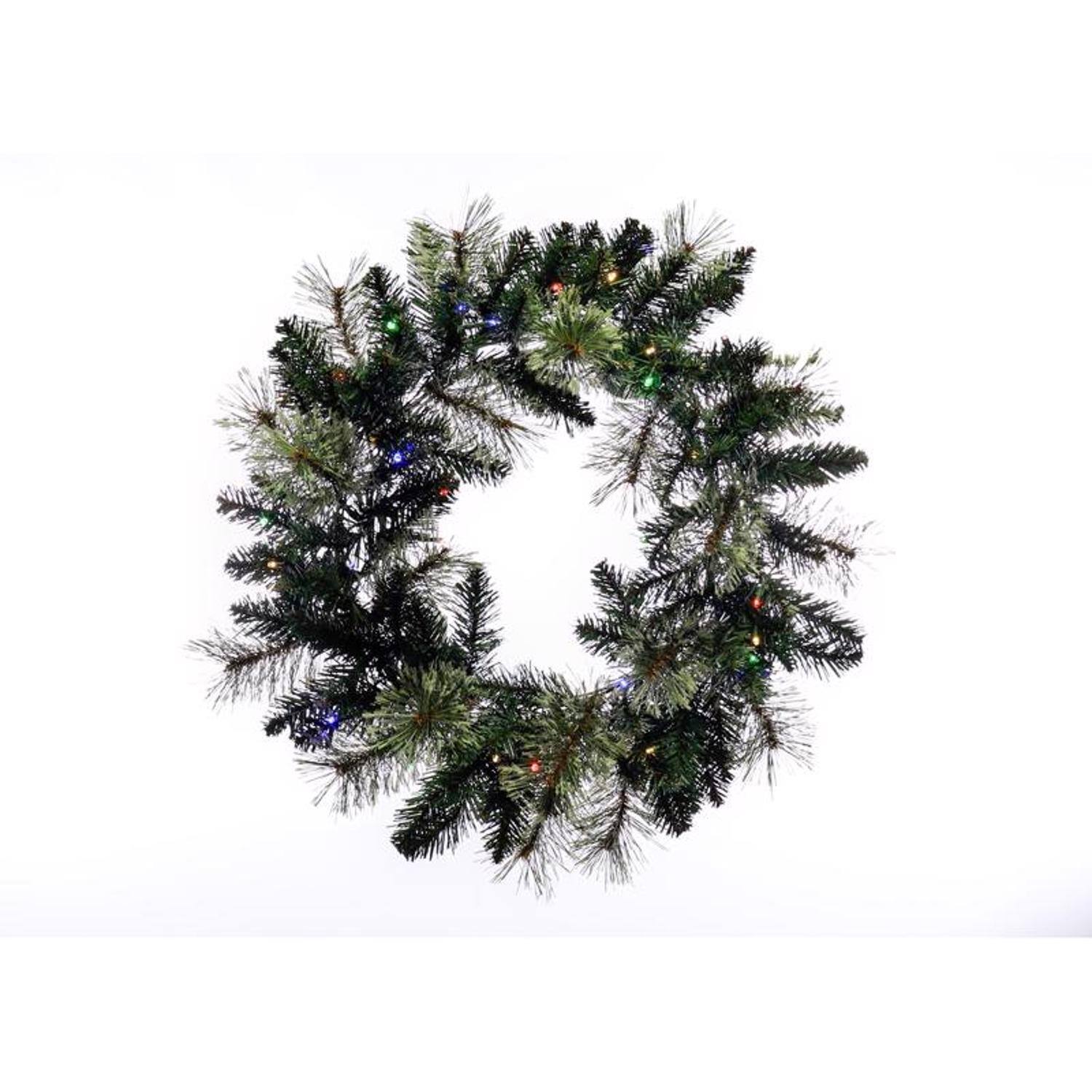 Angle. Celebrations - Celebrations LED Prelit Multicolored/Warm White Mixed Pine Wreath - Multicolored | Green.