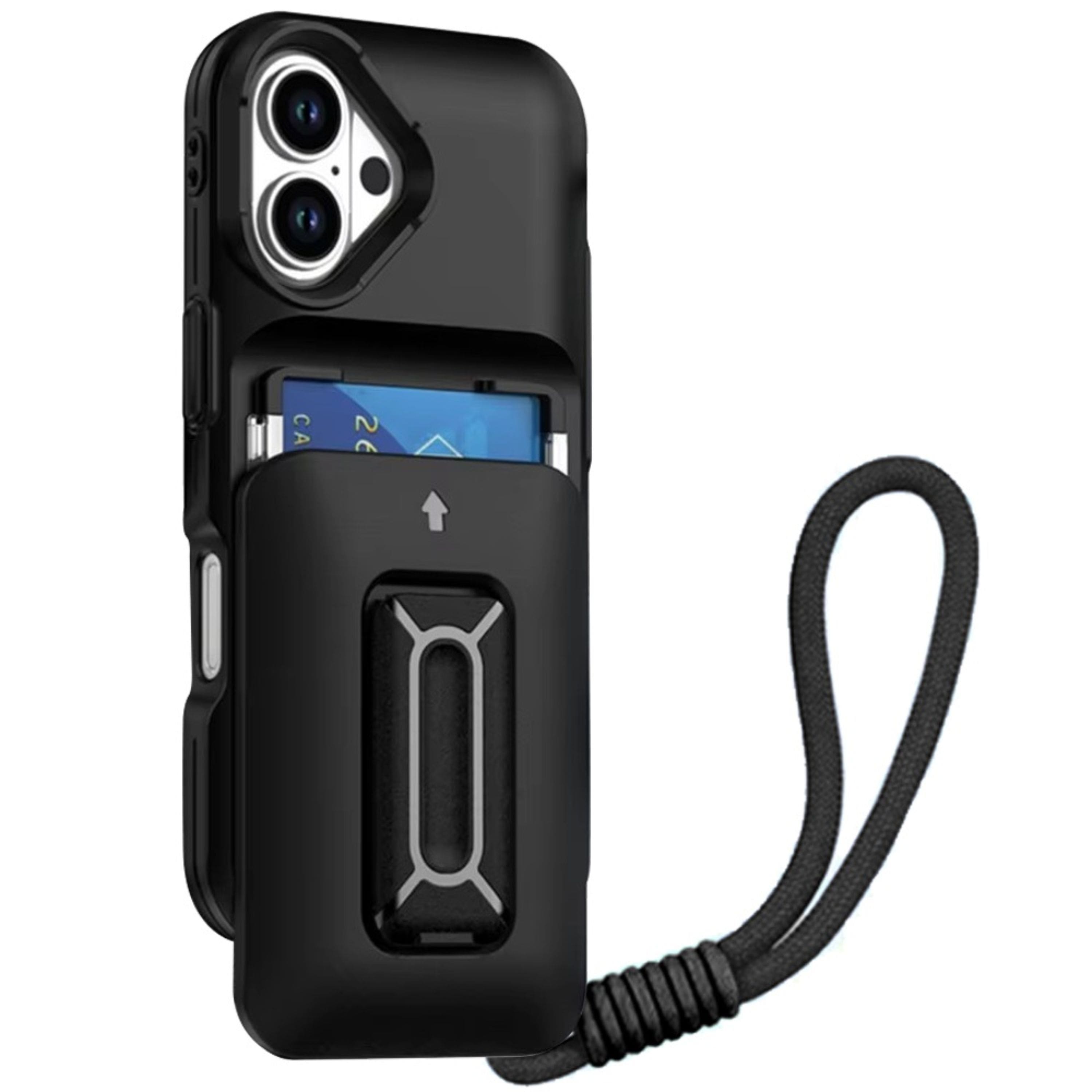 Kitcheniva - Card Holder With Kickstand And Strap Plus Tempered Glass For iPhone 17 - Black price history on PriceWatchPro