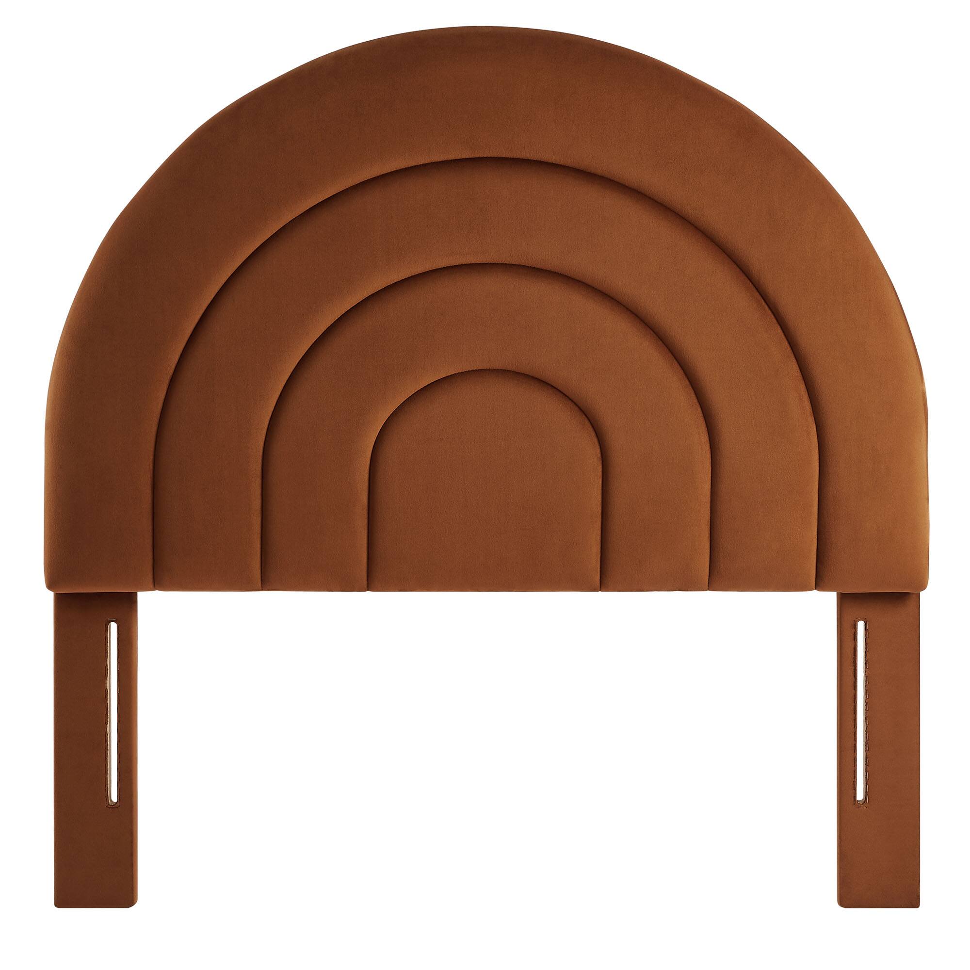 Back. Modway - Solana Arched Performance Velvet Twin Headboard by Modway - Brown.
